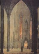 Oehme, Ernst Ferdinand Cathedral in Winter (mk10) France oil painting artist